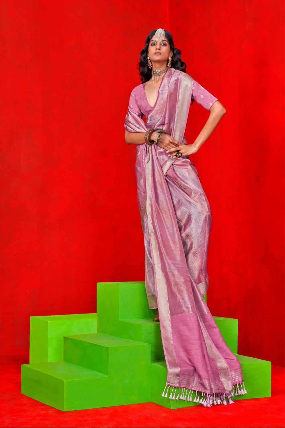 PINK PURE VISCOSE SAREE