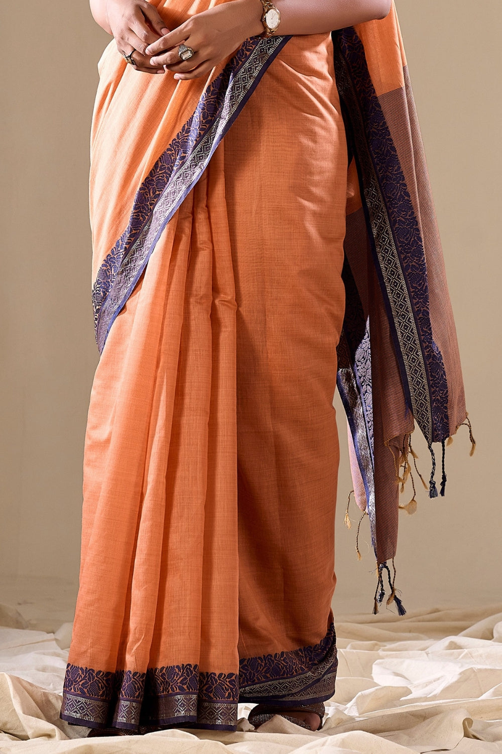 Light Orange Cotton Saree