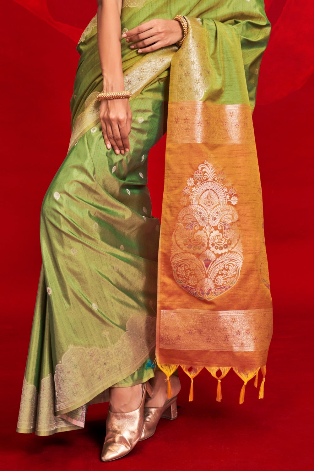 GREEN TUSSAR BANARASI SILK SAREE