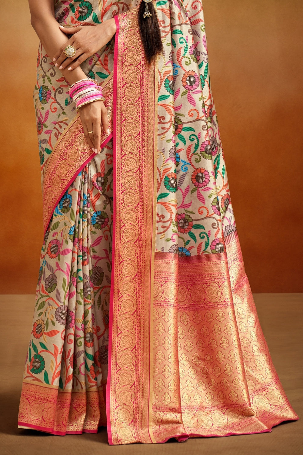 Multicolour Soft Banarasi Silk Saree