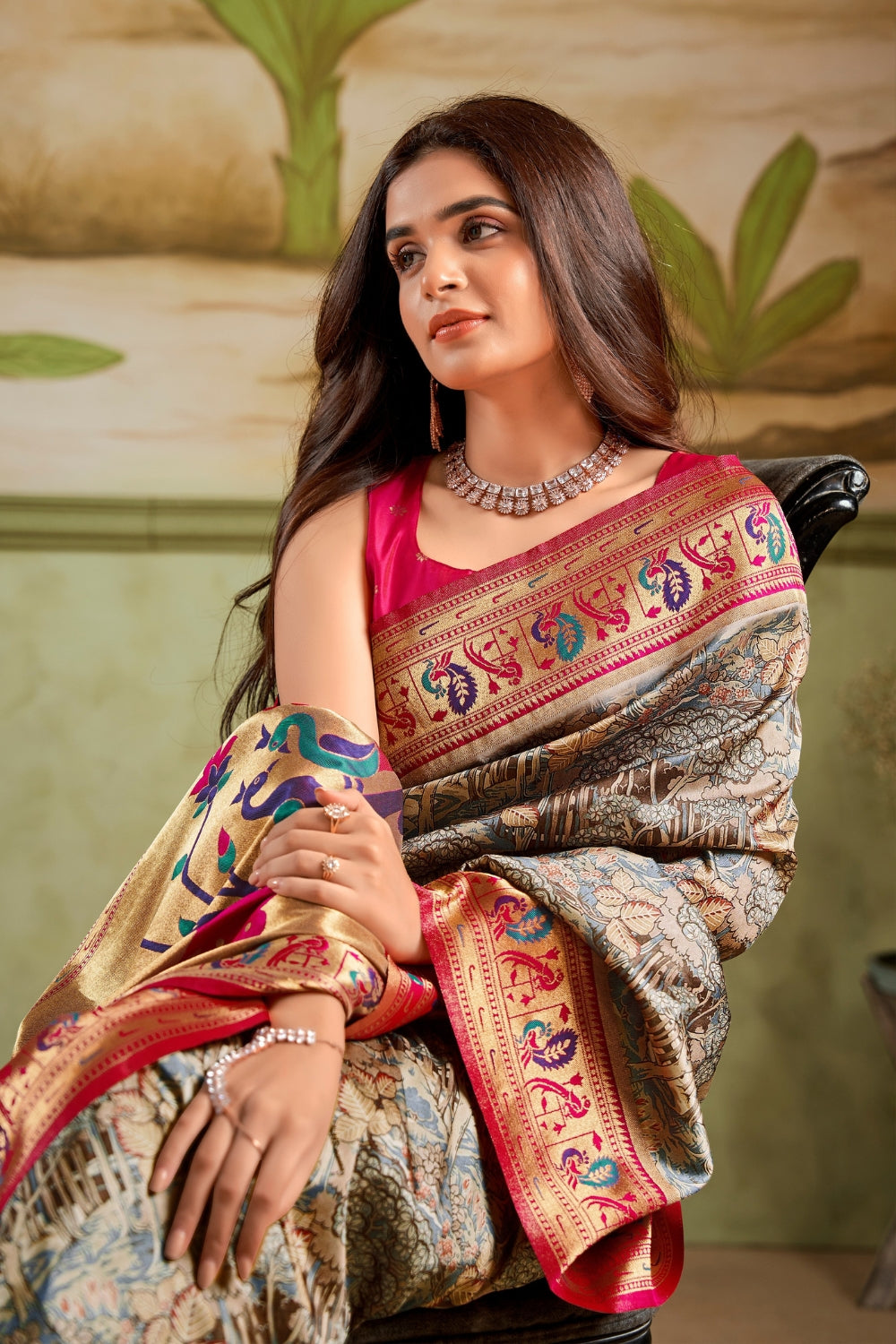 Multicolour Paithani Silk Saree