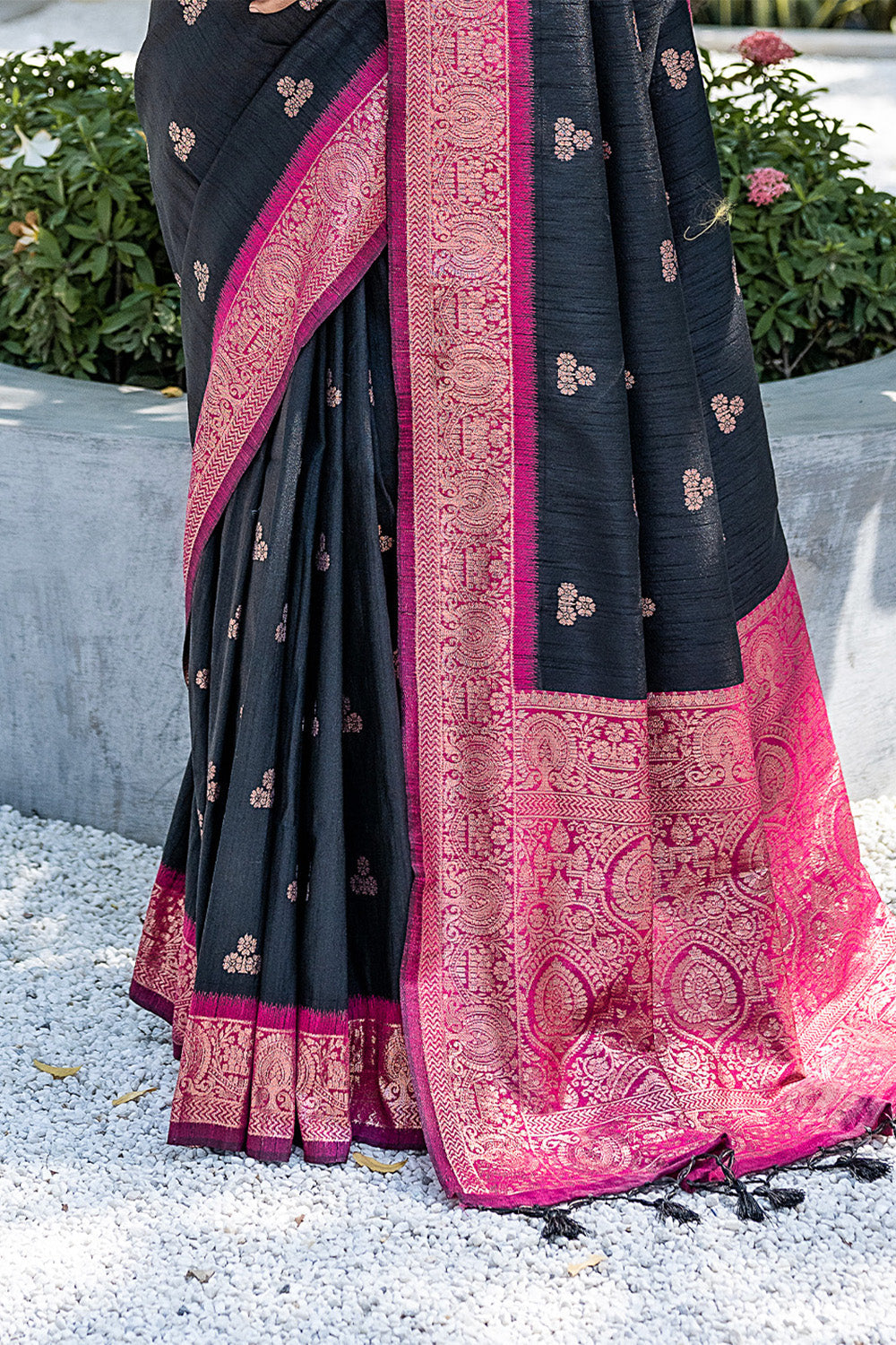 Black Banarasi Silk Blend Saree
