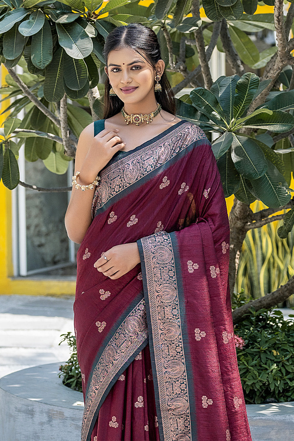 Buy Dark Purple Mulmul Cotton Saree Nitaraa