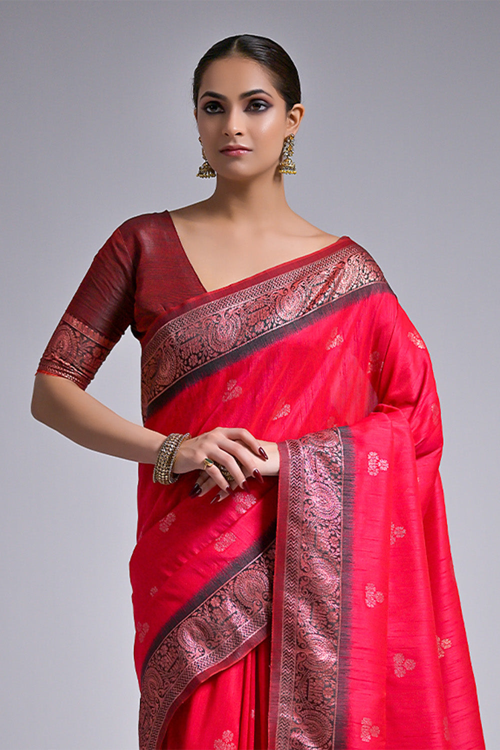 Pink Banarasi Silk Blend Saree