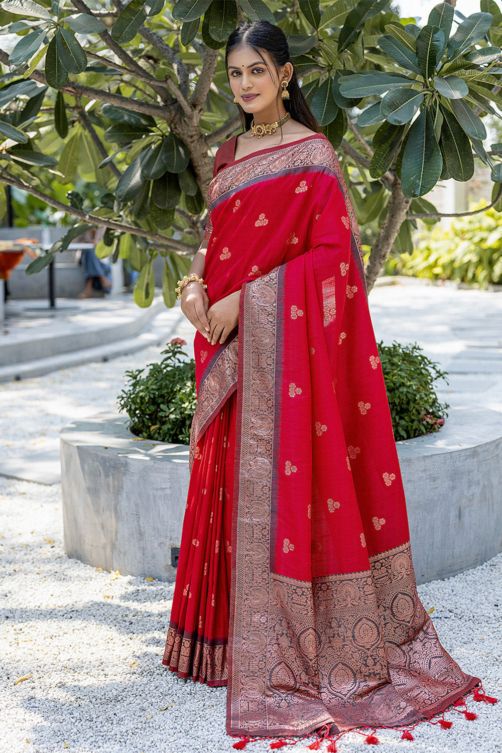 Red Banarasi Silk Blend Saree