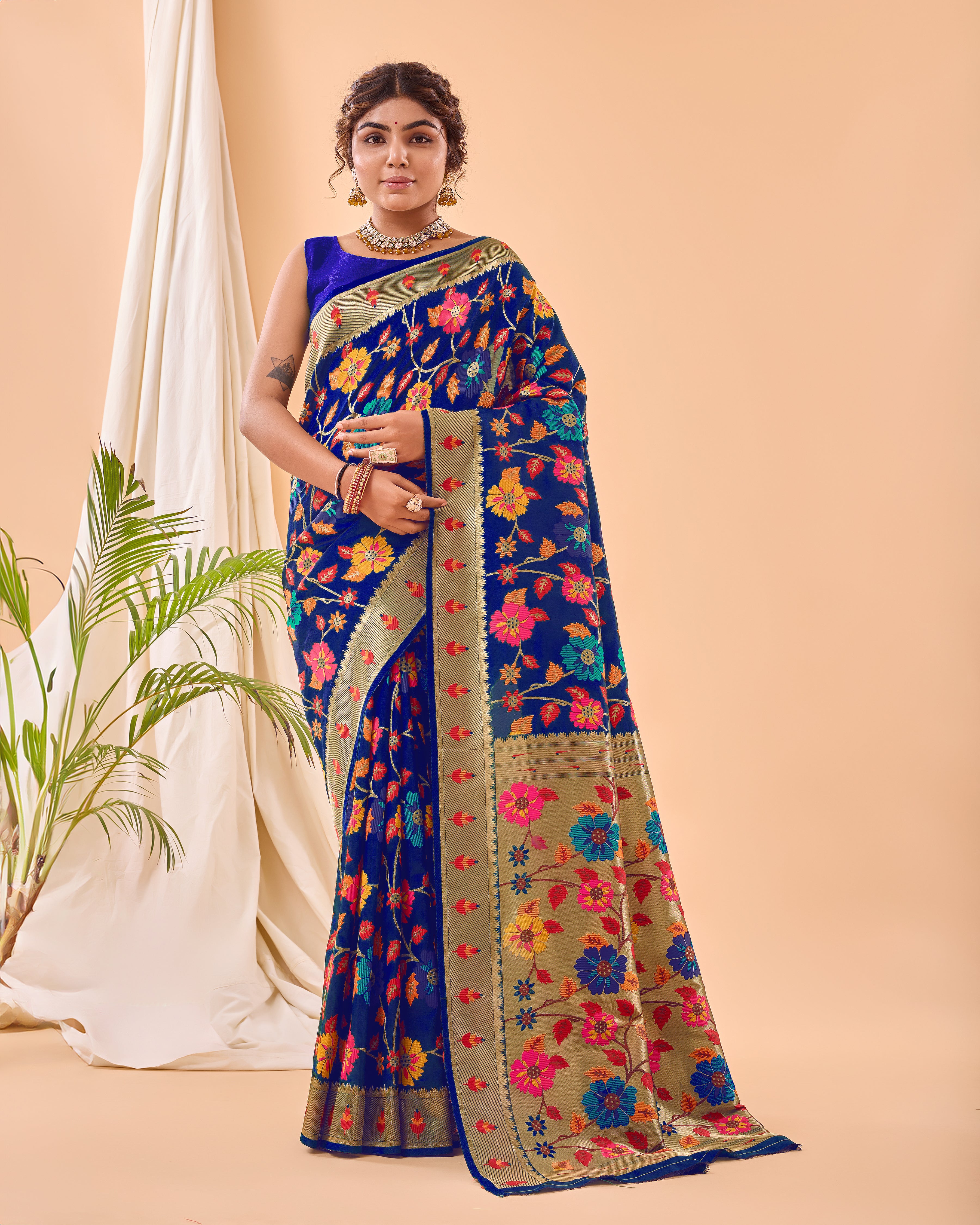 VOILET Pure paithani silk  SAREE