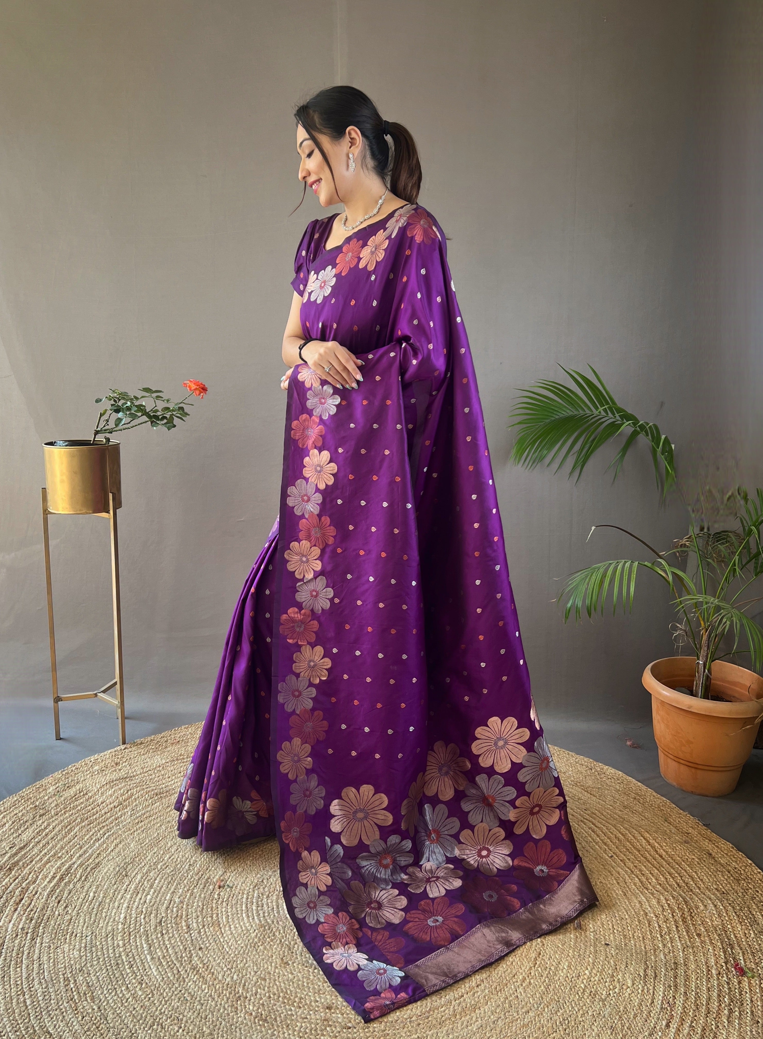 WINE Pure soft silk SAREE