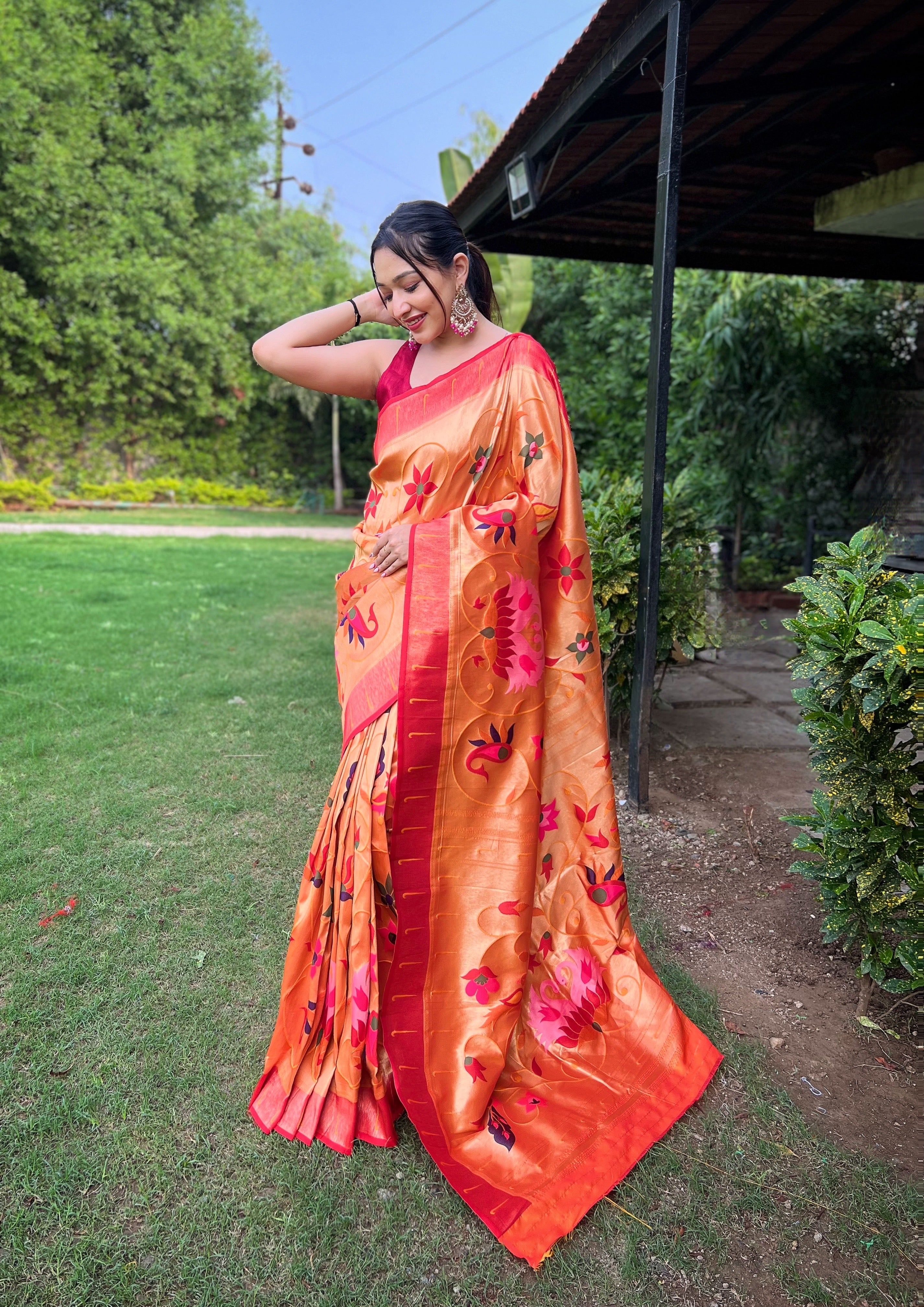 YELLOW Pure Pathani Silk  SAREE