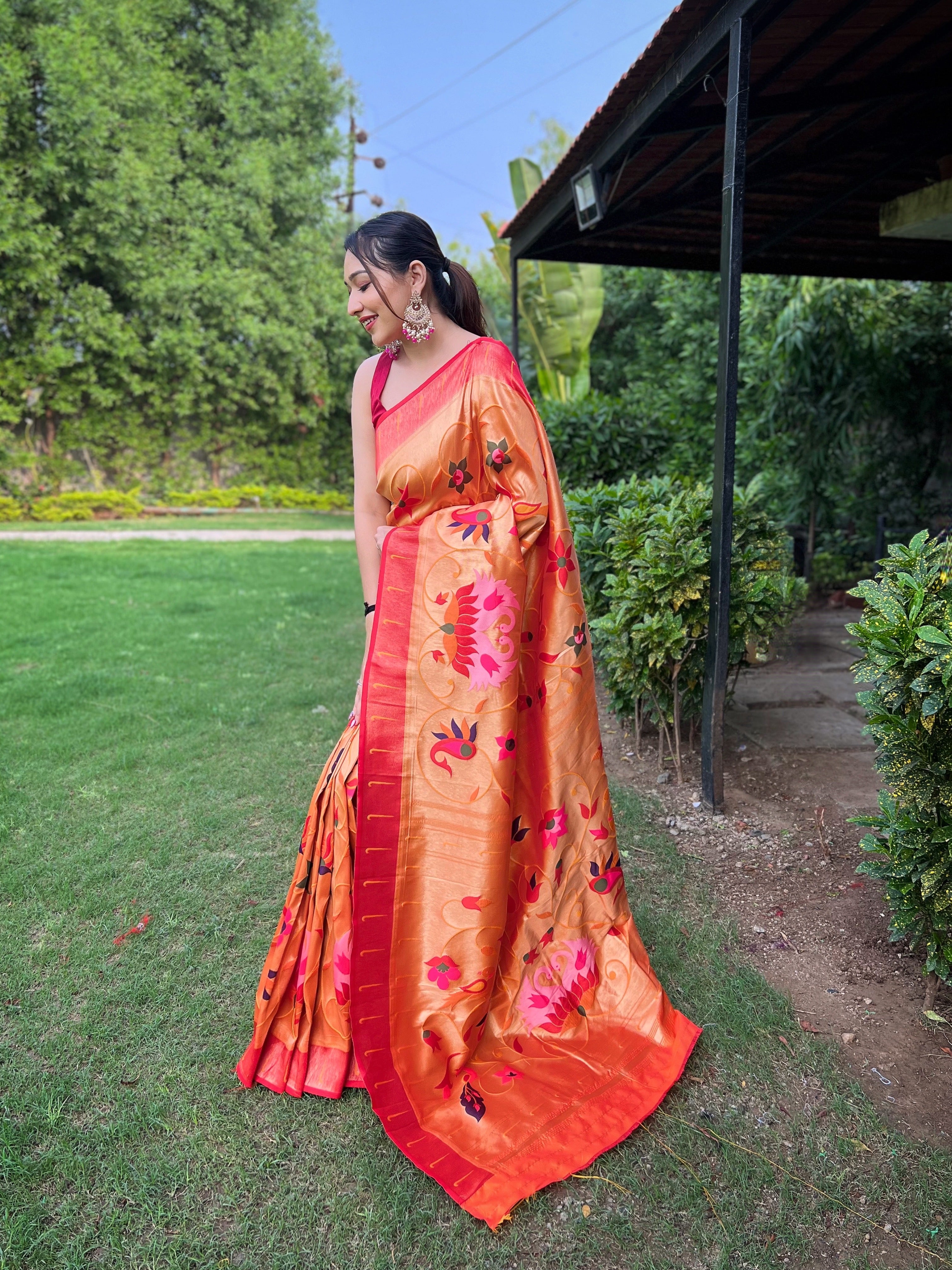 YELLOW Pure Pathani Silk  SAREE