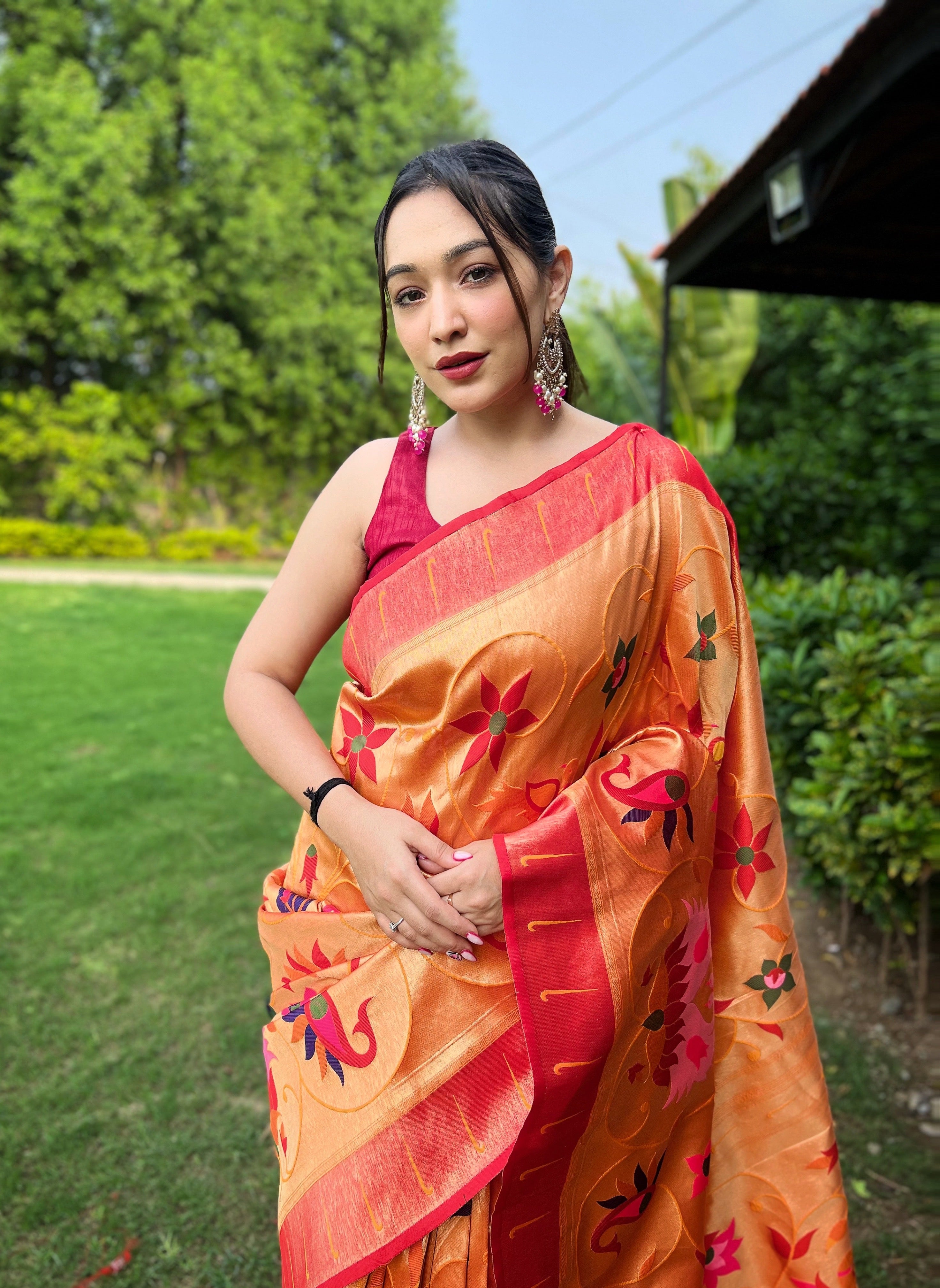 YELLOW Pure Pathani Silk  SAREE