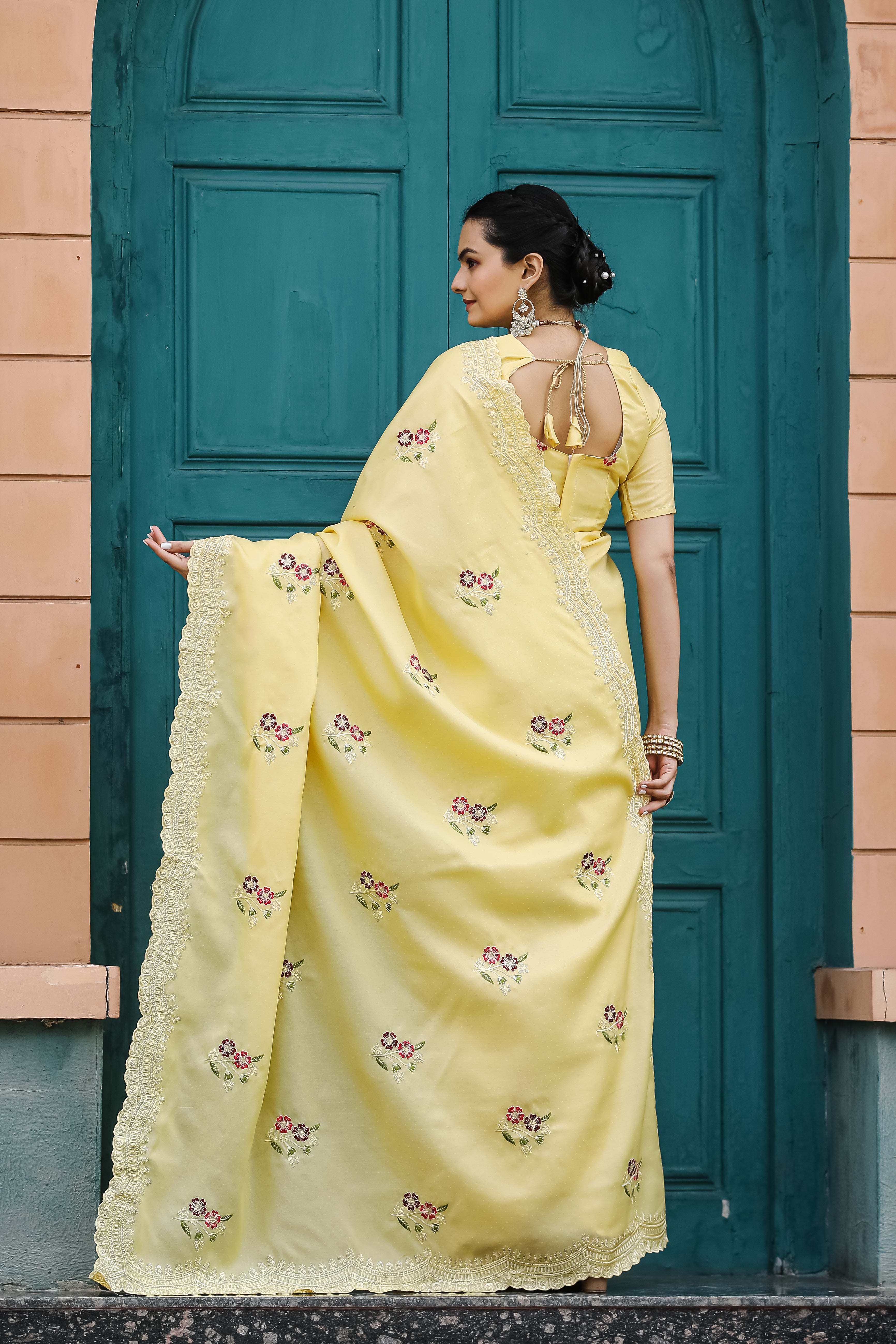 YELLOW Tussar Cotton  Saree