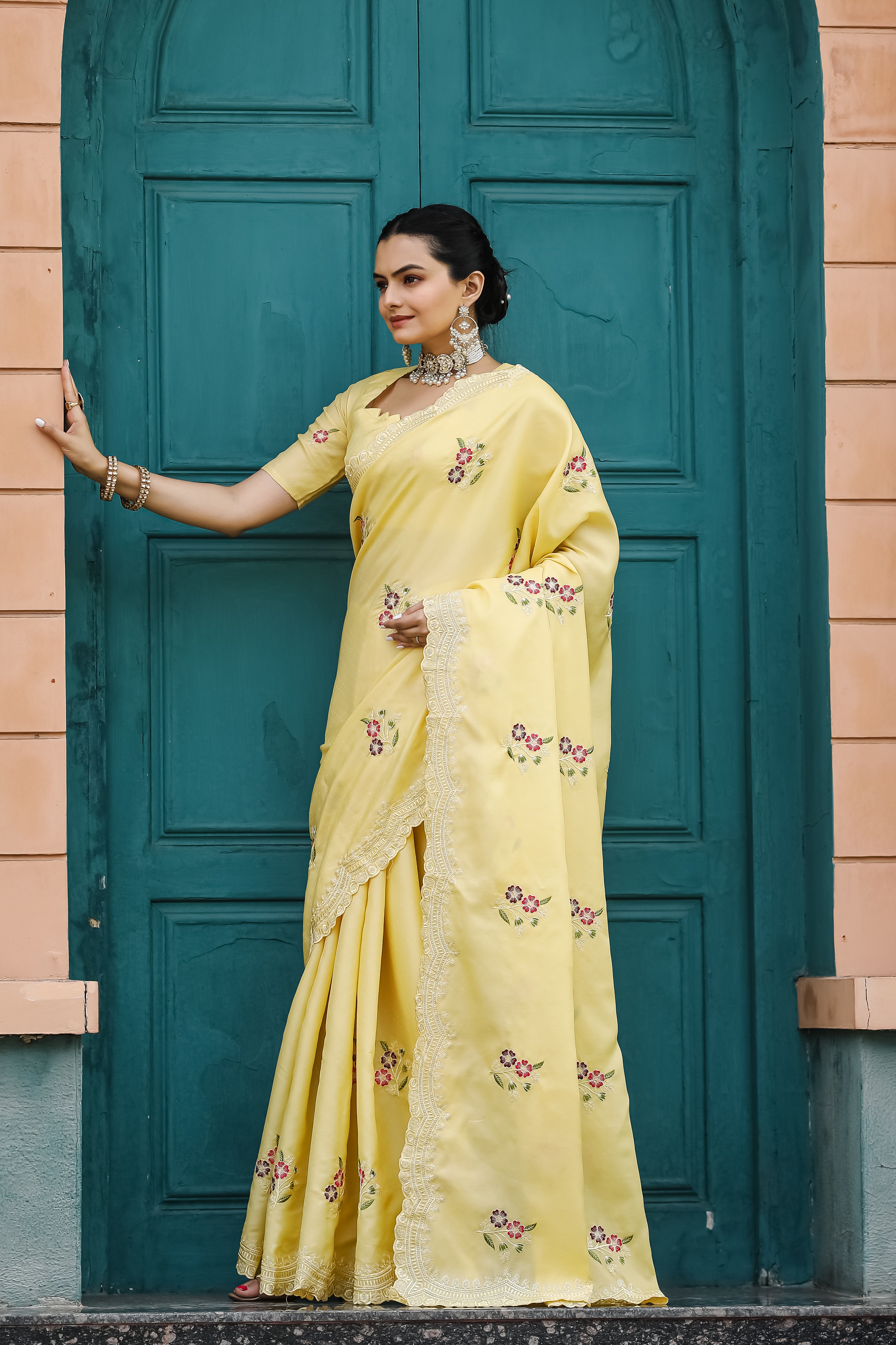 YELLOW Tussar Cotton  Saree