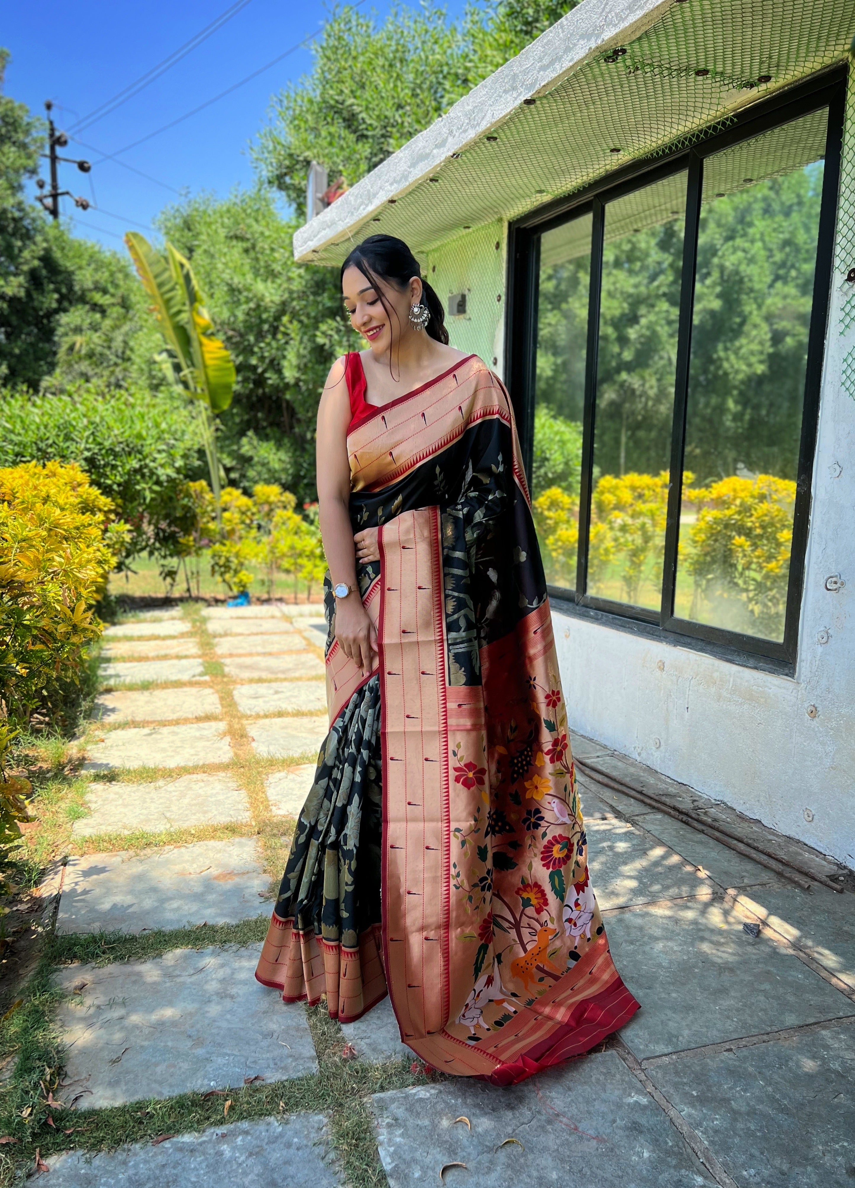 BLACK Silk SAREE