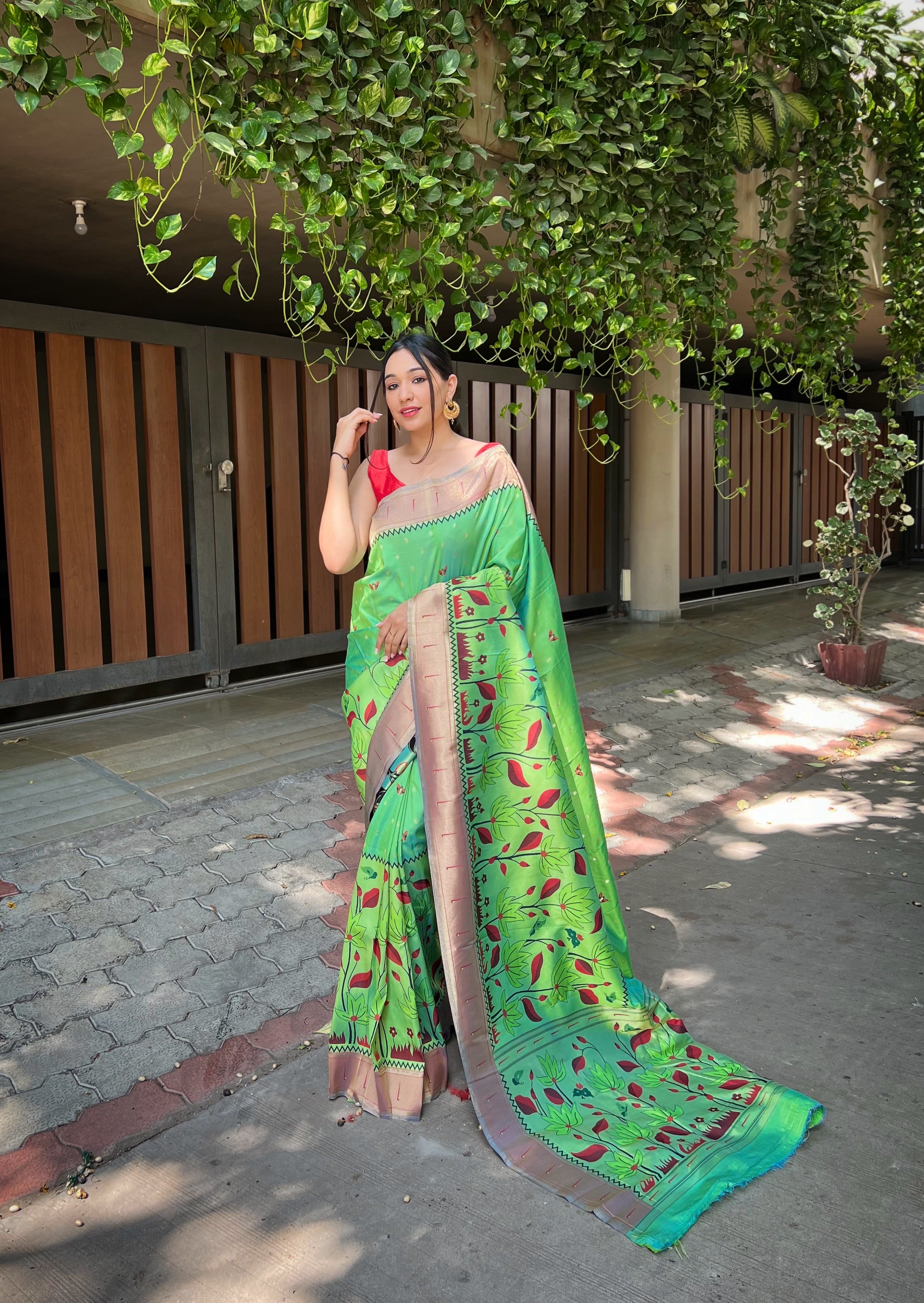 LIME GREEN Silk SAREE