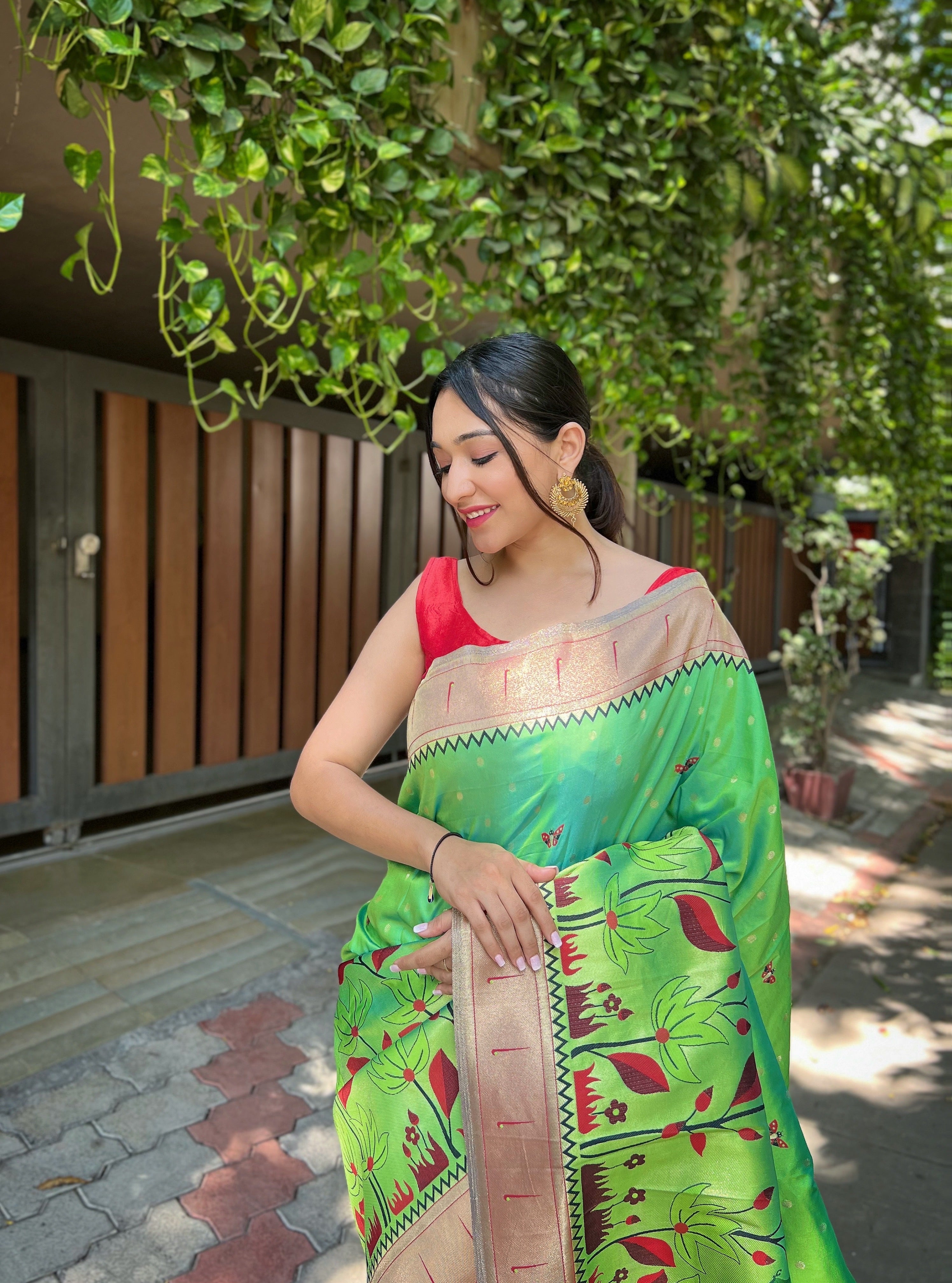 LIME GREEN Silk SAREE