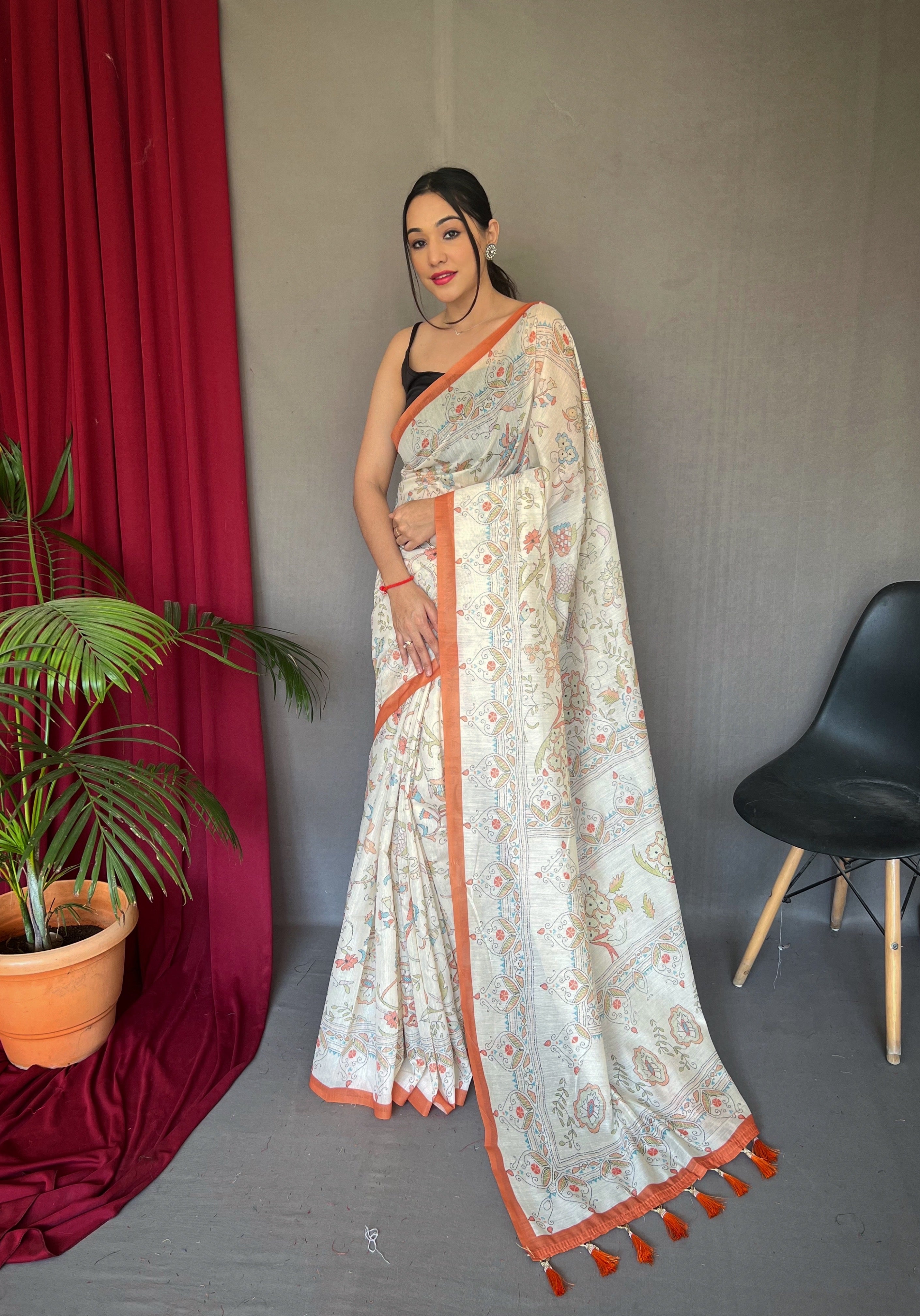 ORANGE Cotton SAREE