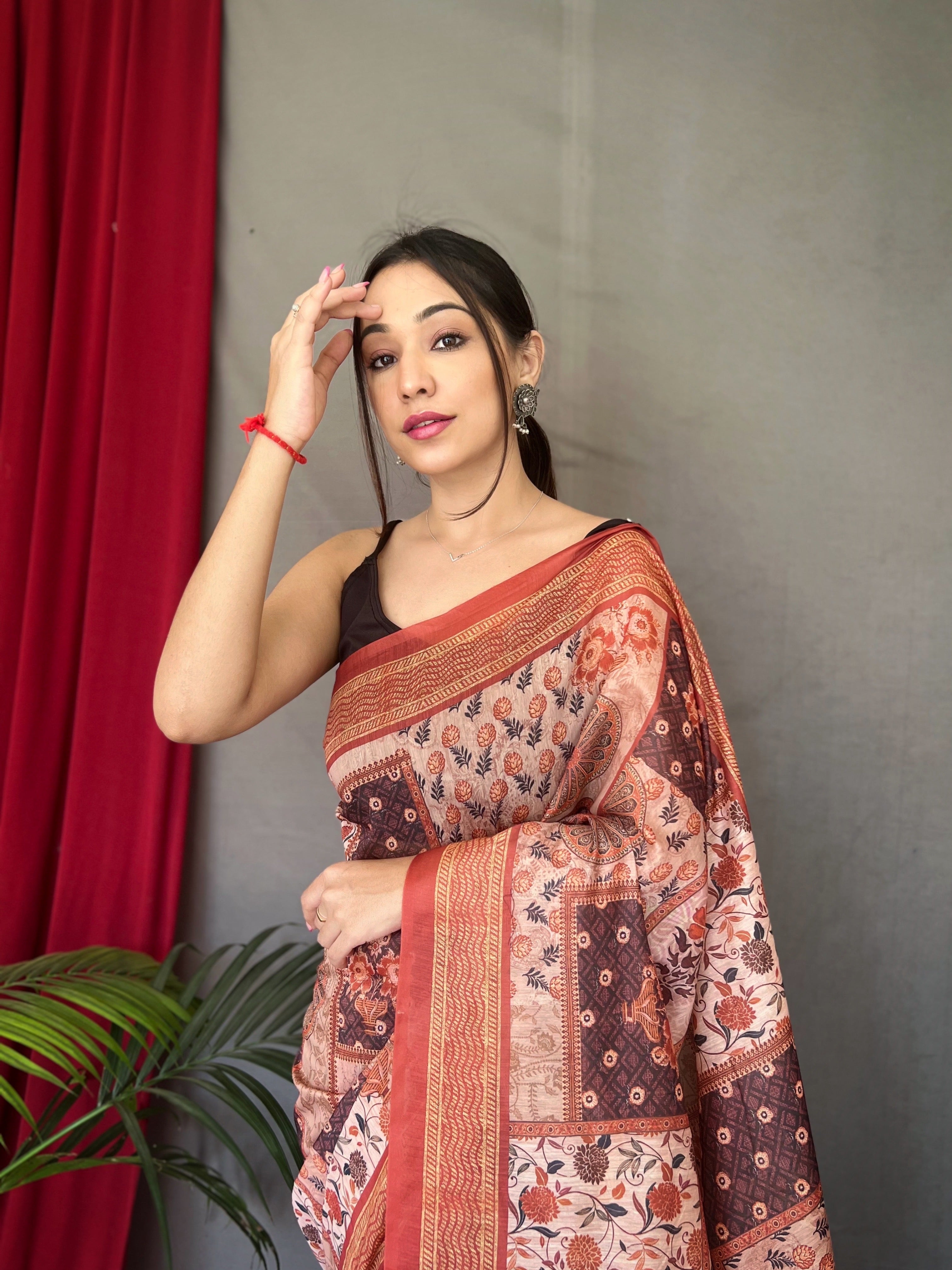 PEACH CHAKRA Cotton SAREE