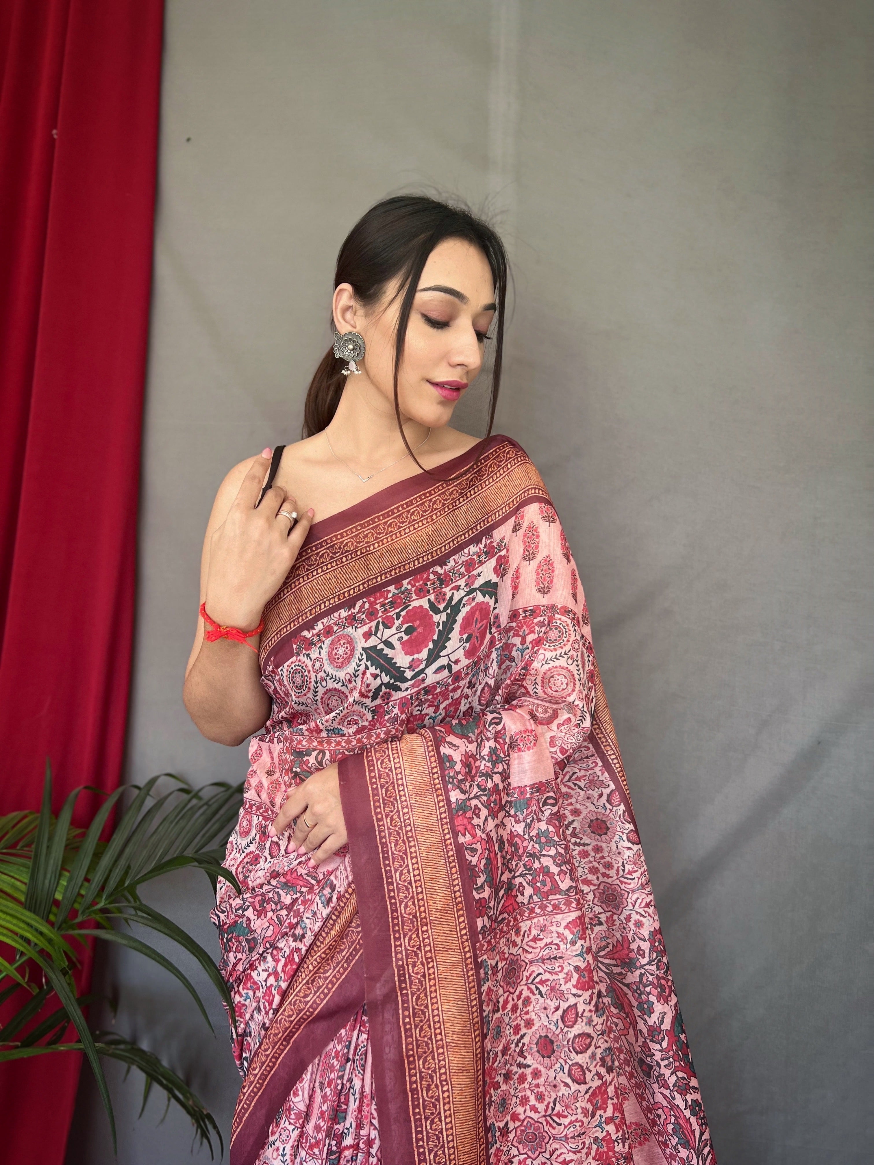 SILKY PINK Cotton SAREE