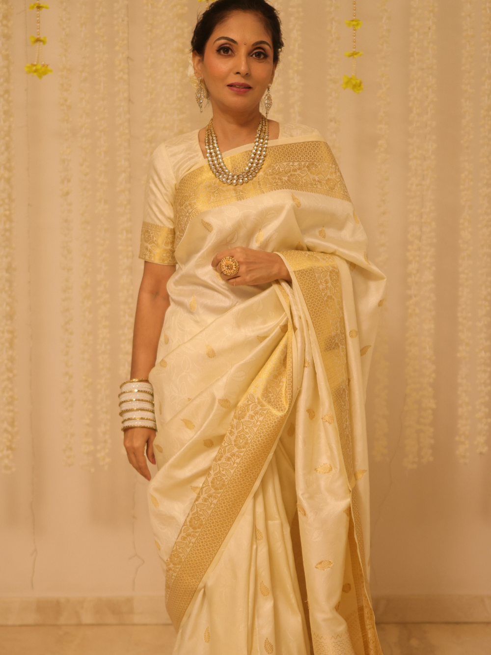 TULIKA TANDON in Frost White Kanjivaram Saree