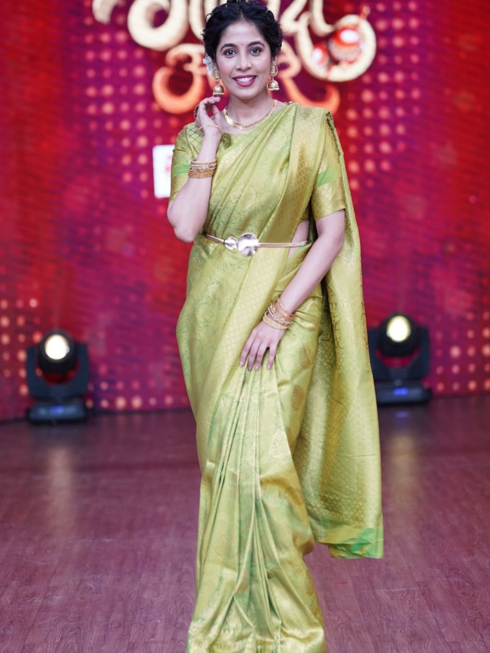 Sanika Kashikar in Olive Green Kanjivaram Saree