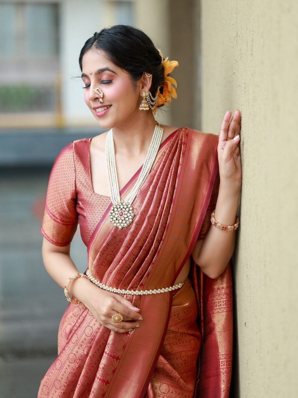 Sanika Kashikar in Nightshade Purple Kanjivaram Saree