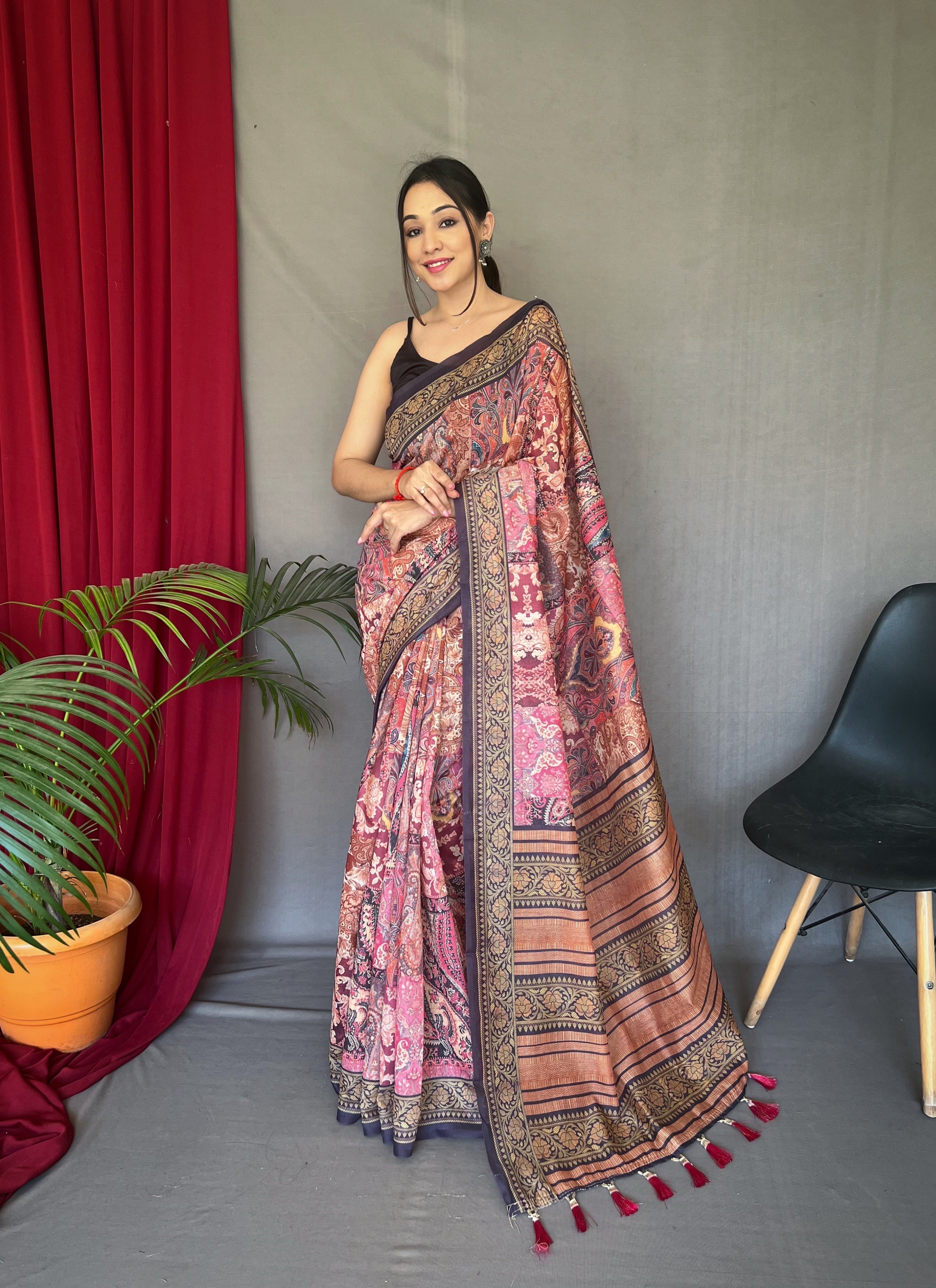 SILKY PINK Cotton SAREE