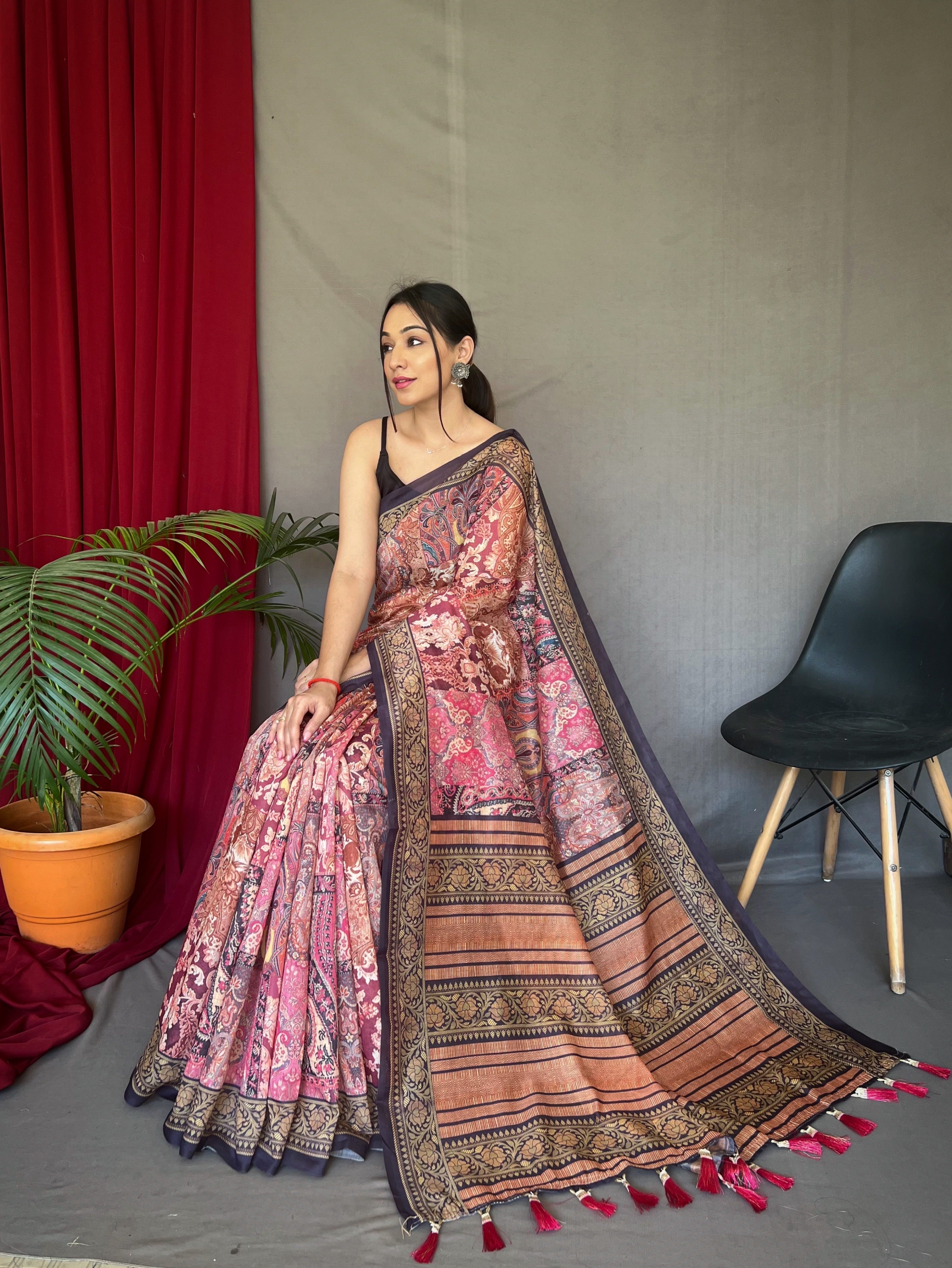 SILKY PINK Cotton SAREE