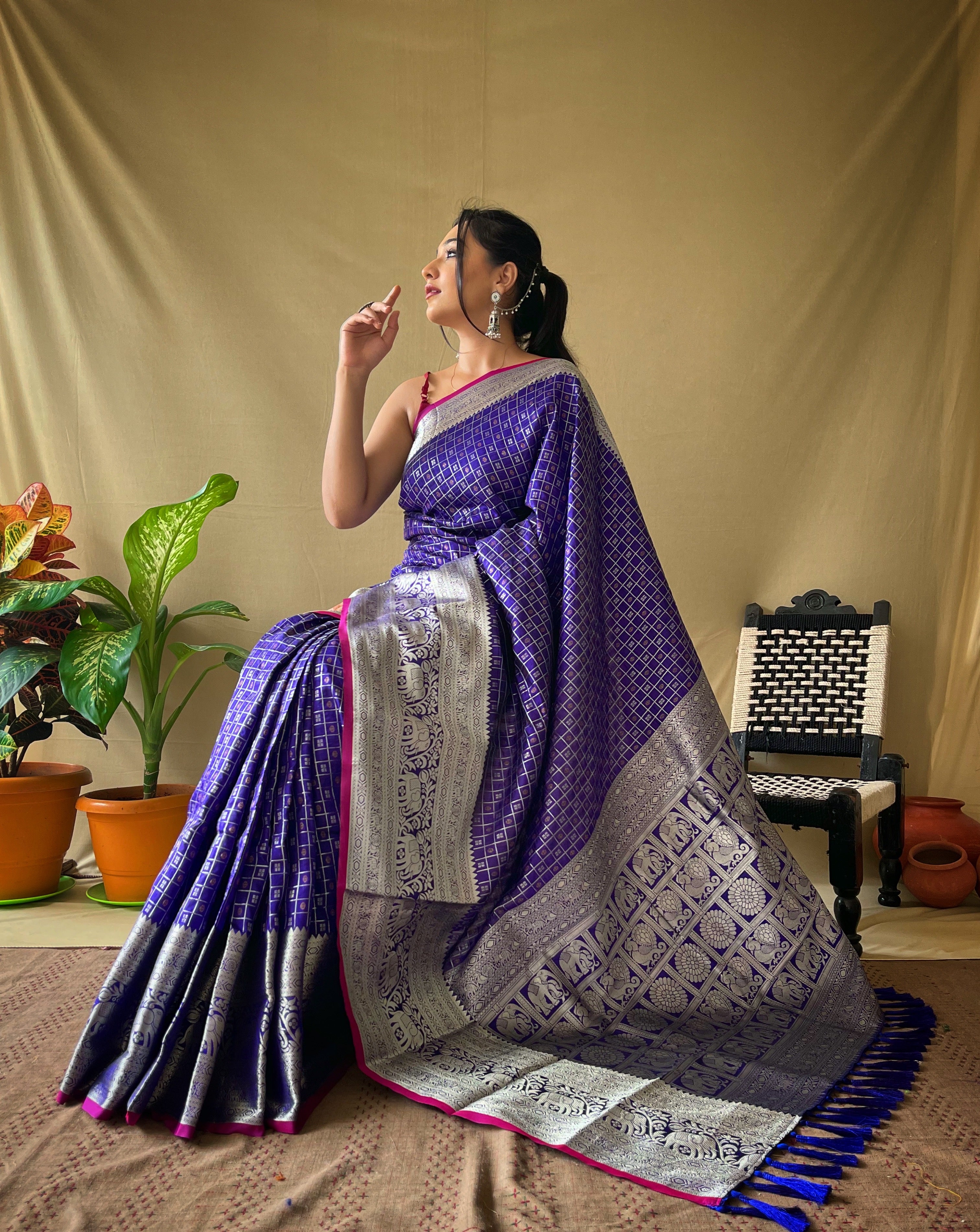 VOILET Soft litchi silkSAREE