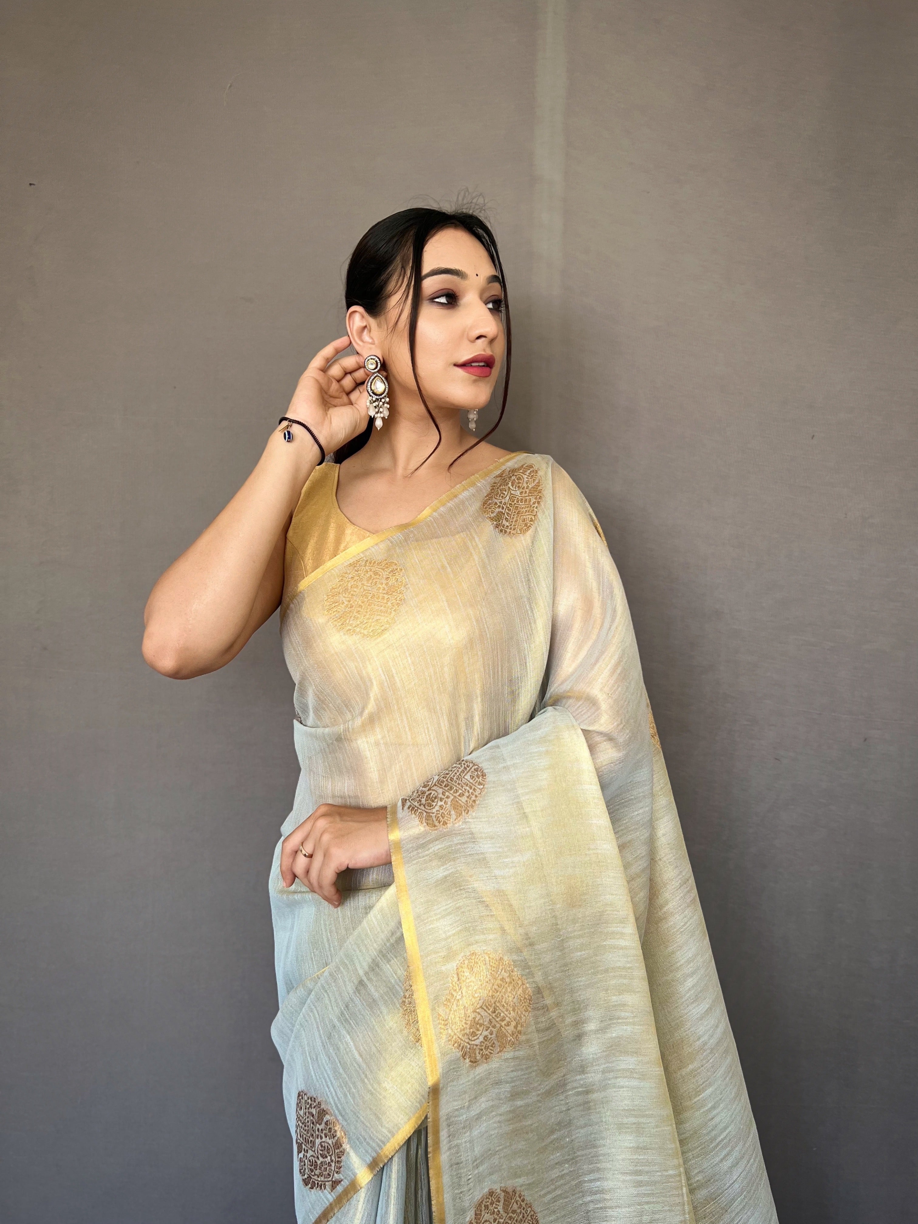 WHITE Silk SAREE