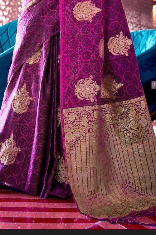 Buy Purple Silk Blend Saree Nitaraa