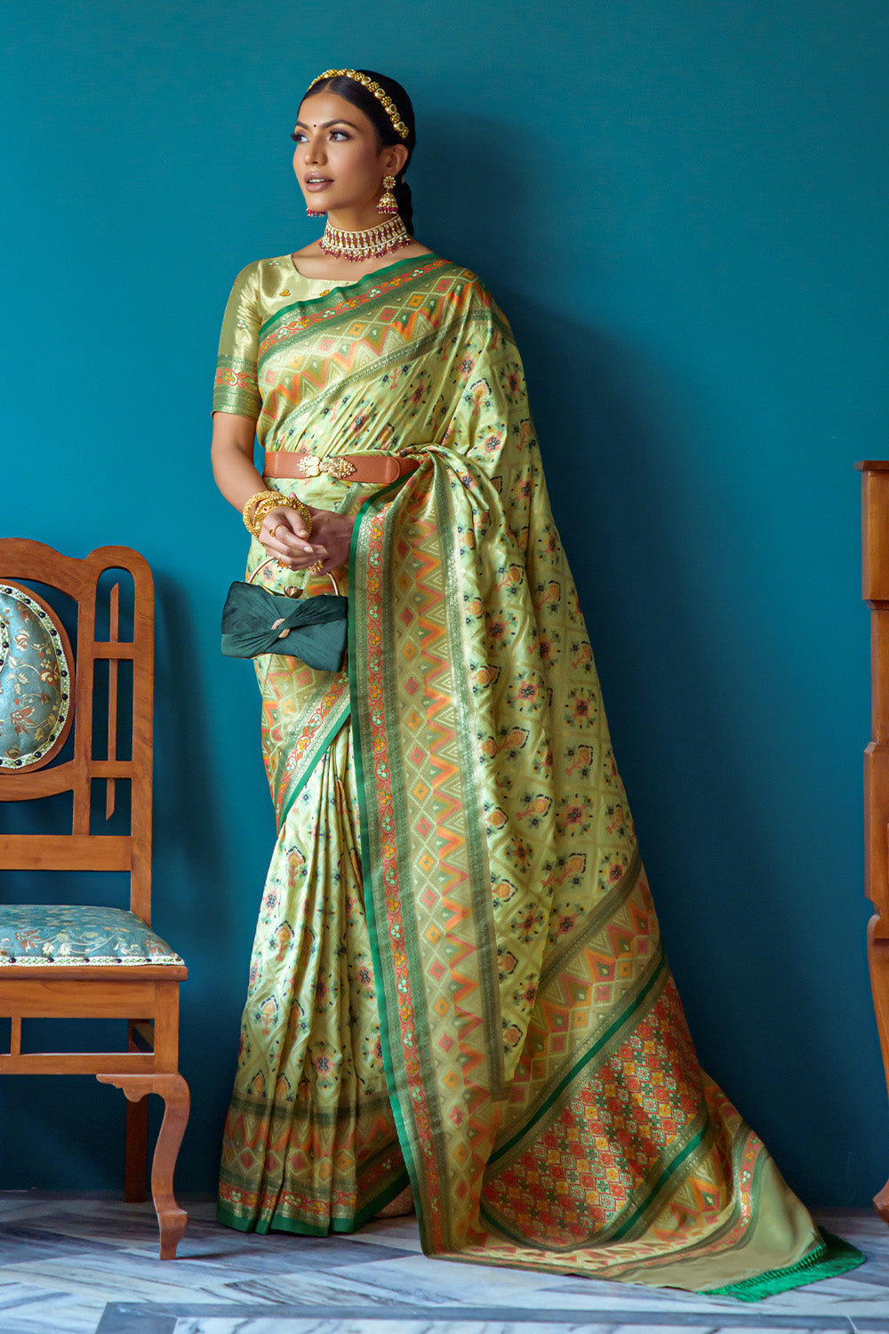 Pista Green Banarasi Silk Saree