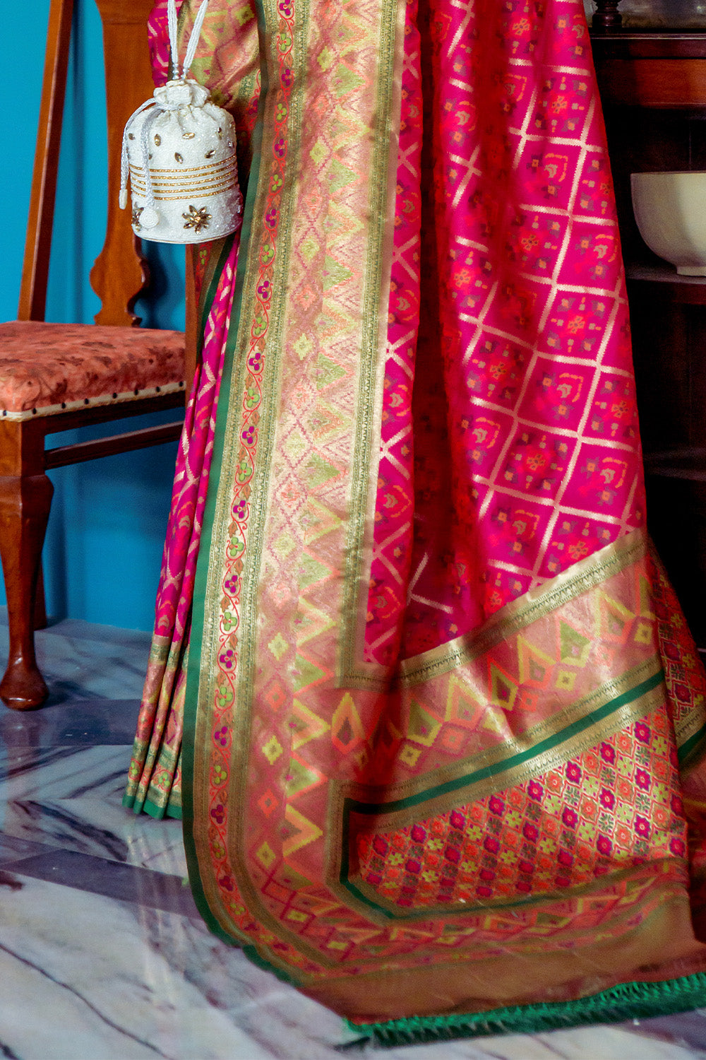 Magenta Banarasi Silk Saree