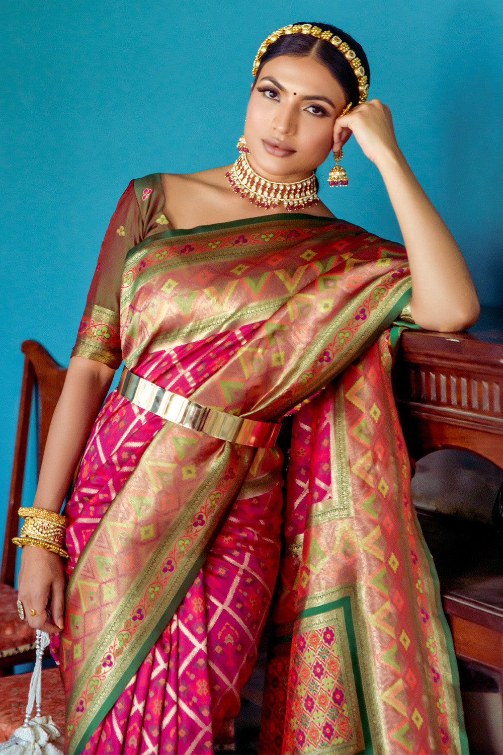 Magenta Banarasi Silk Saree