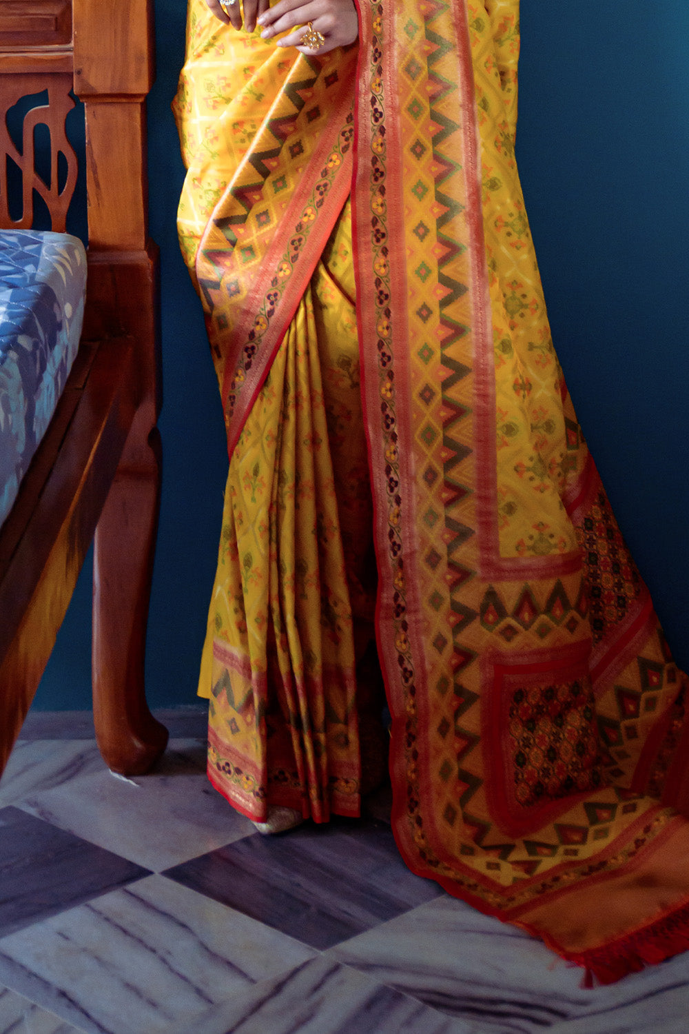 Yellow Banarasi Silk Saree