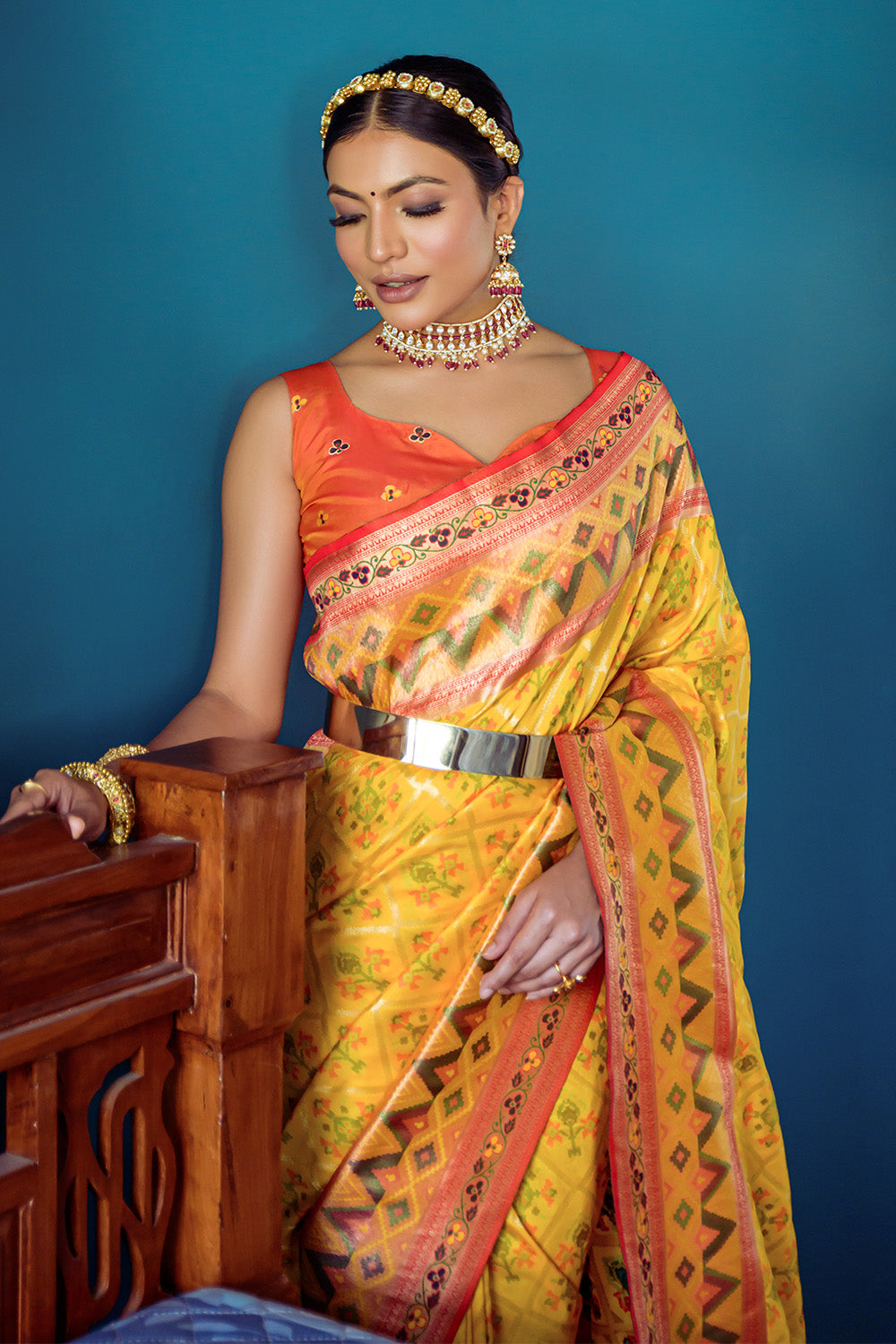 Yellow Banarasi Silk Saree