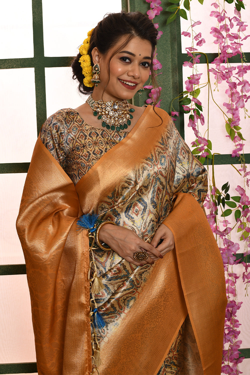 Yellow Banarasi Silk Saree