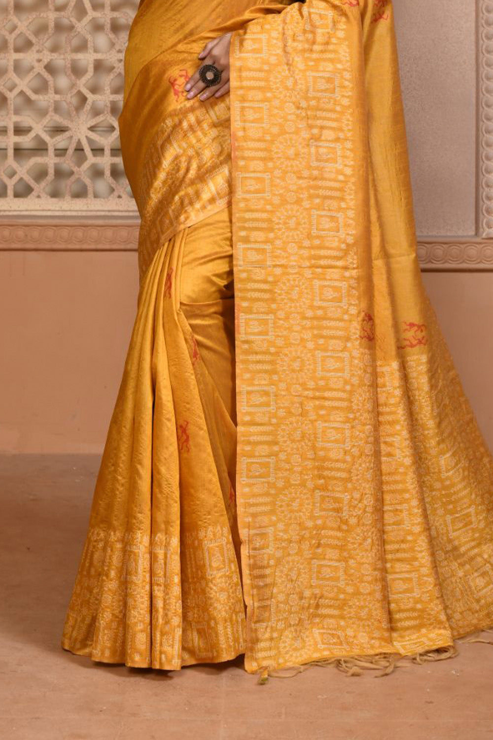 Yellow Raw Silk Saree