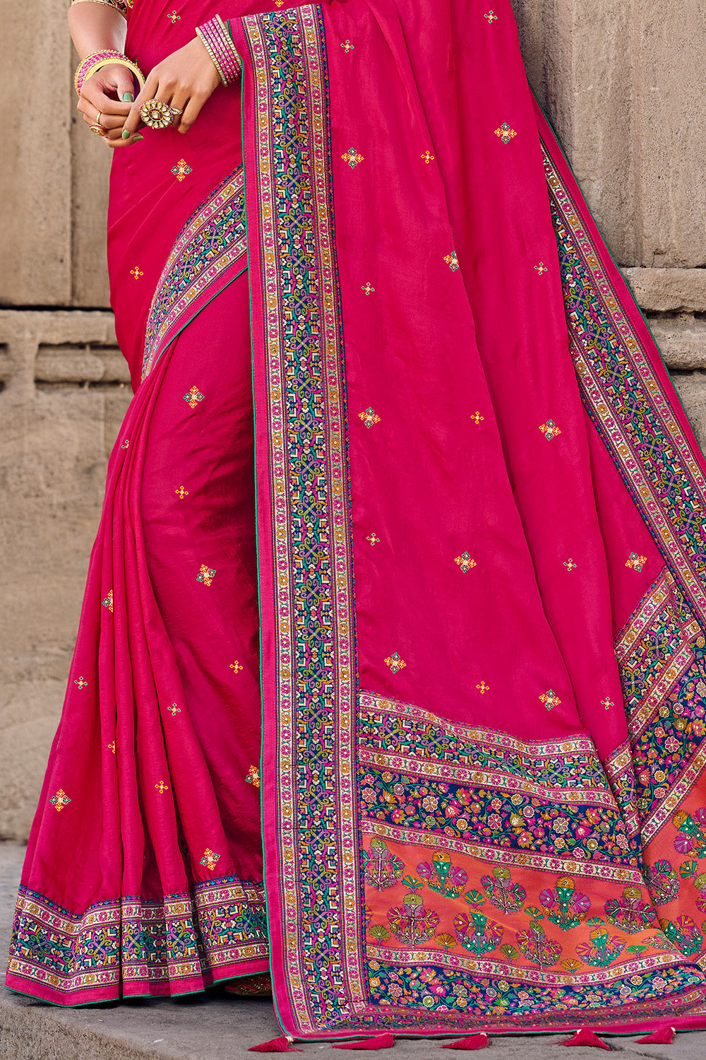 Fuschia Pink Banarasi Saree