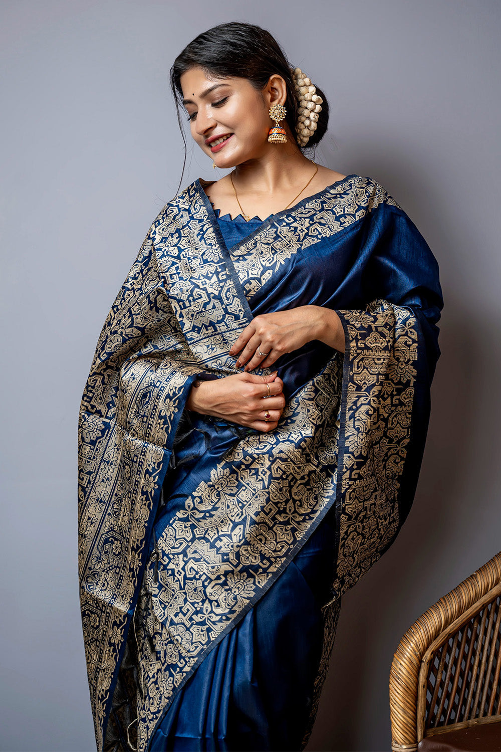 Blue Raw Silk Saree