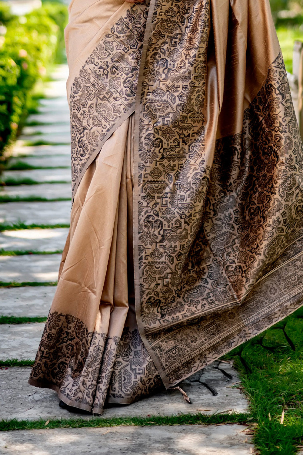 Chiku  Brown Raw Silk Saree