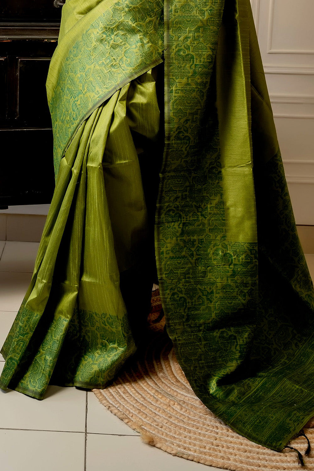 Olive Raw Silk Saree