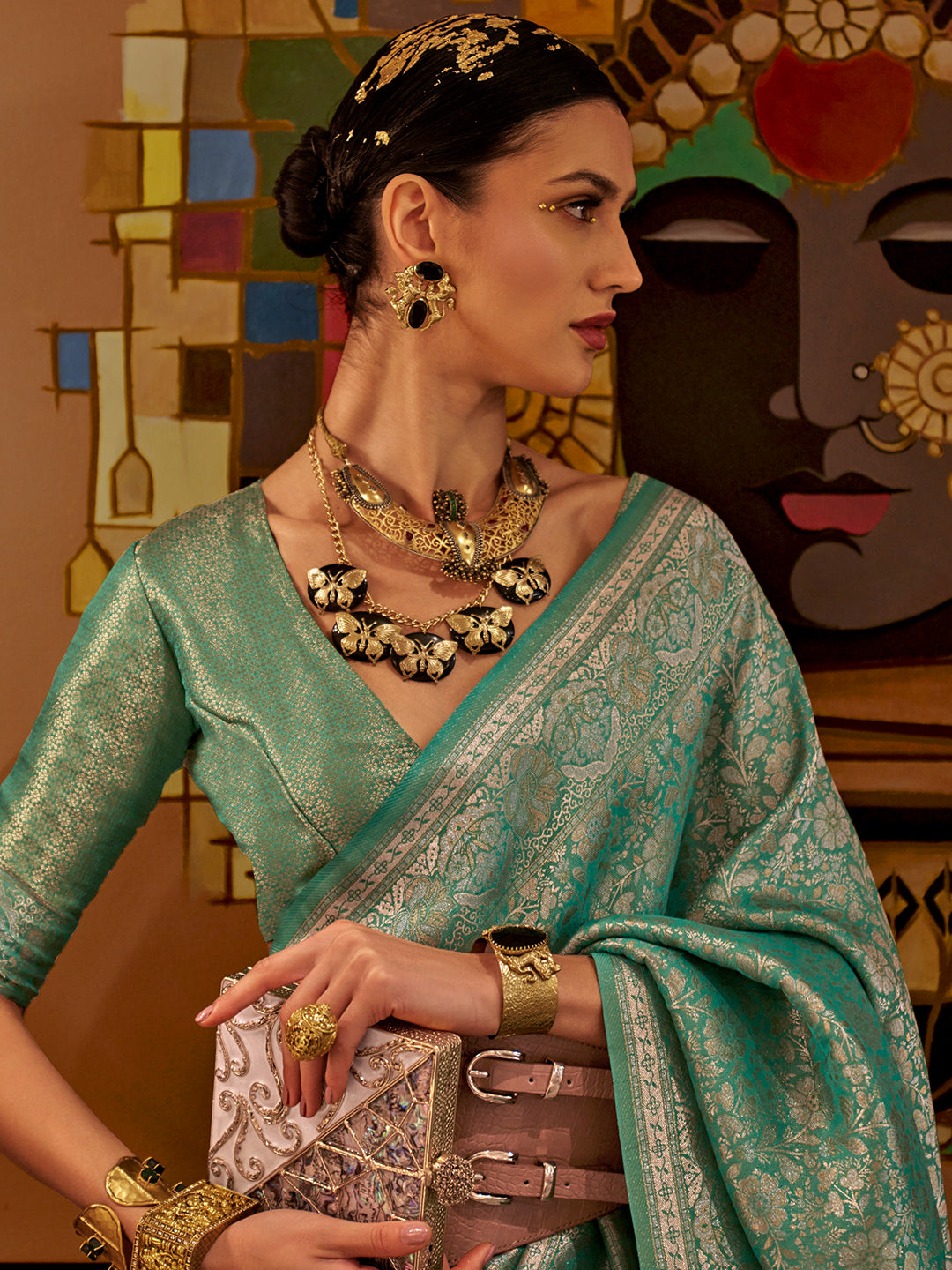 Sage Green Kanjivaram Saree