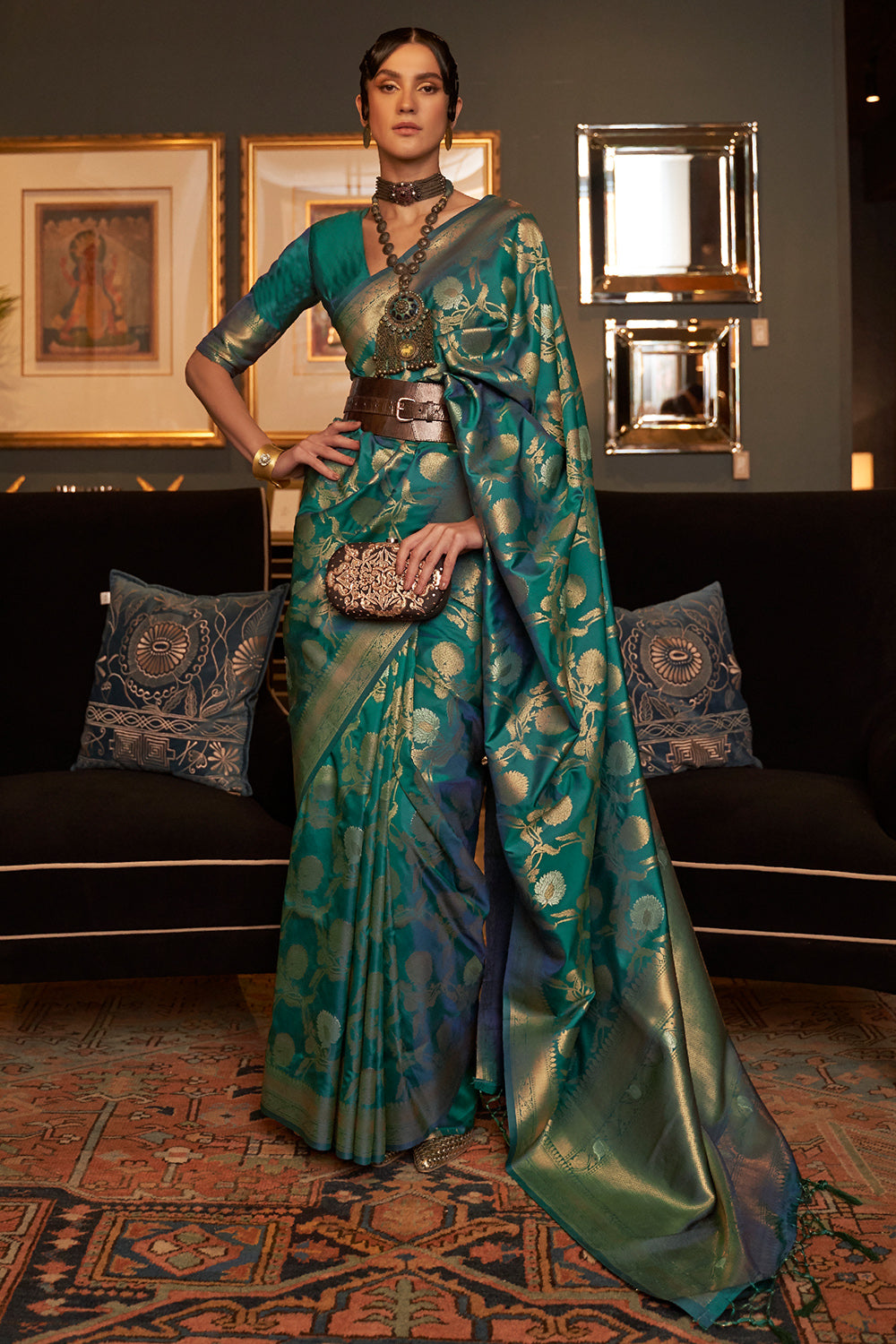 Buy Pastel Blue Satin Saree Nitaraa