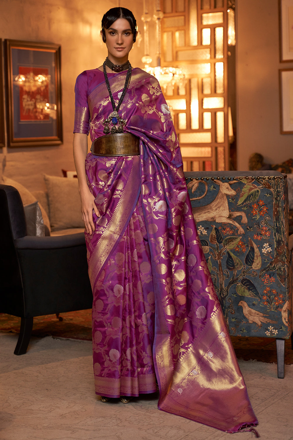 Buy Soft Lavender Banarasi Saree Nitaraa