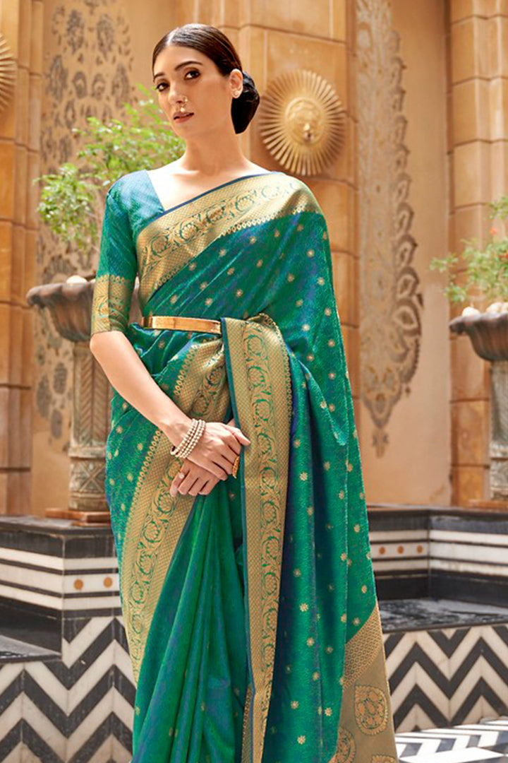 Semi Brocade Kanjivaram Silk Saree (adi79265)