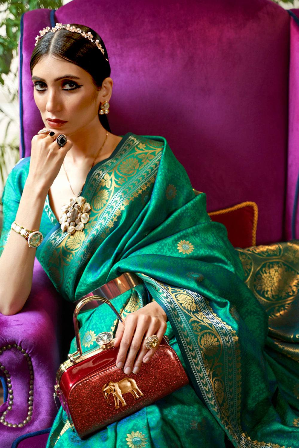 Buy French Violet Banarasi Saree Nitaraa