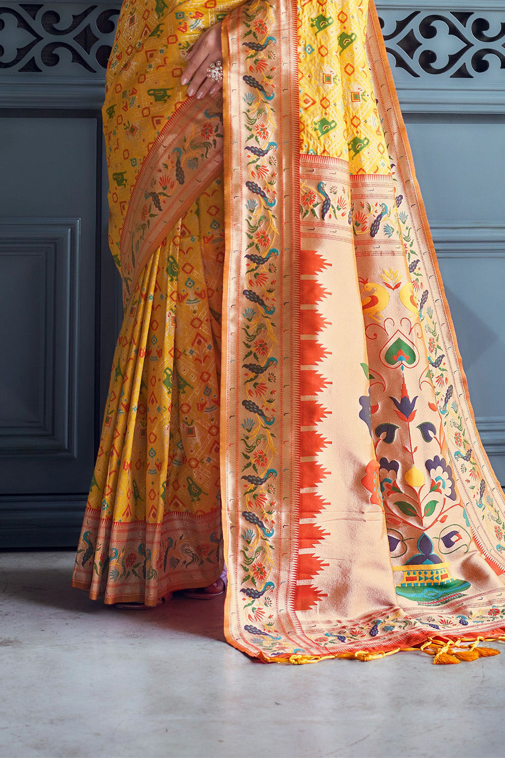 Yellow Paithani Patola Silk Saree