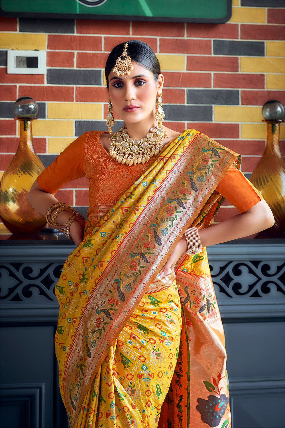 Yellow Paithani Patola Silk Saree