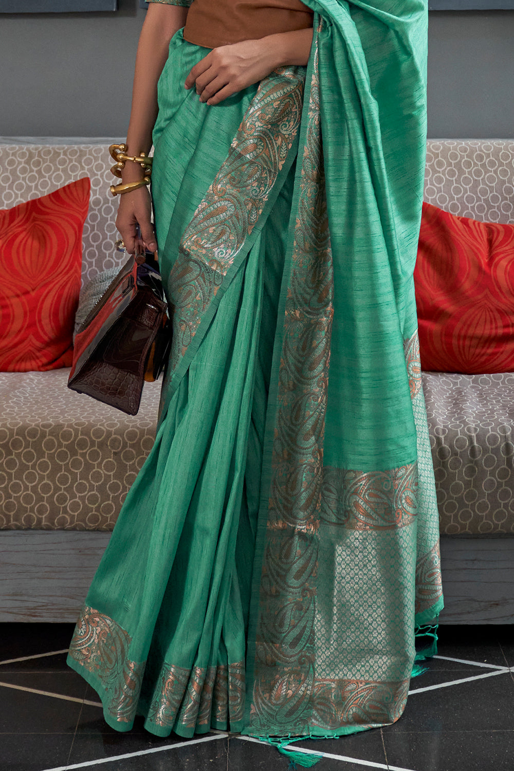 Persian Green Silk Saree