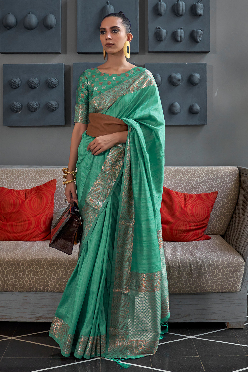 Buy Dark Forest Green Banarasi Saree Nitaraa